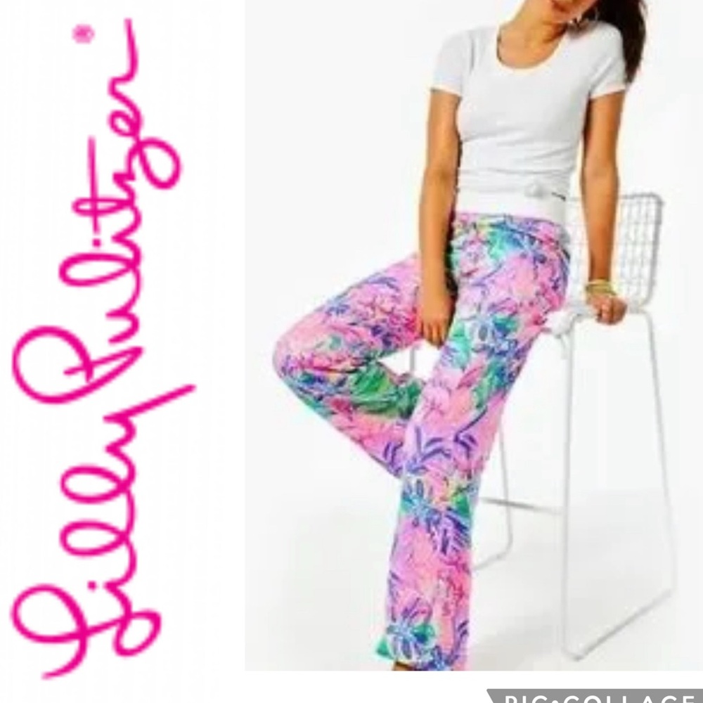 Lilly Pulitzer NWT! Beach Palazzo Pants “It Was All A Dream” + lilly paper bag